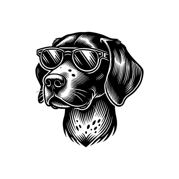 Perro puntero alemán de pelo corto con gafas de sol Diseño Svg