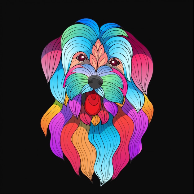 Vector perro de raza maltesa colorido vector estilizado