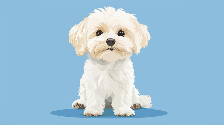 Vector perro de regazo rizado en fondo azul foto profesional con colores vibrantes y un lindo cachorro