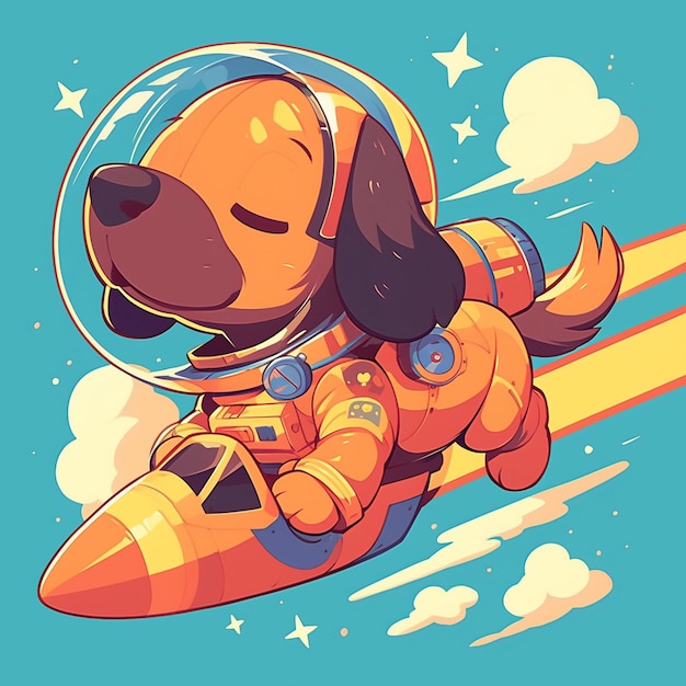 Vector un perro rítmico al estilo de los dibujos animados de los astronautas