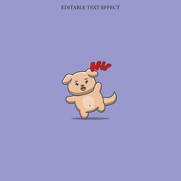 Perro saluda con efecto de estilo de texto rojo