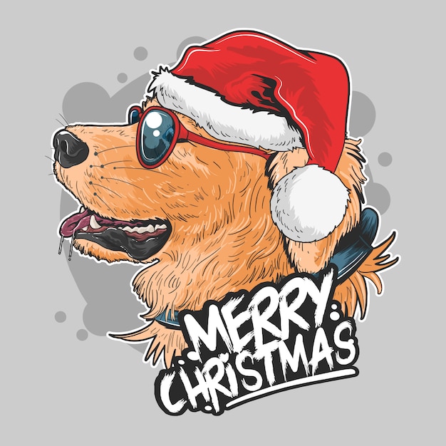 Vector perro santa claus perrito lindo dorado