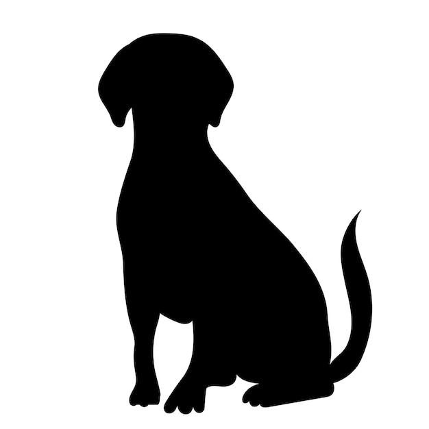 Perro sentado silueta en vector de fondo blanco