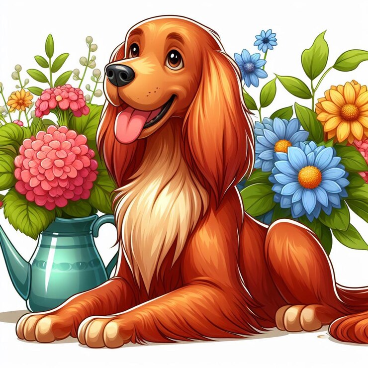 Vector el perro setter irlandés vector ilustración de dibujos animados
