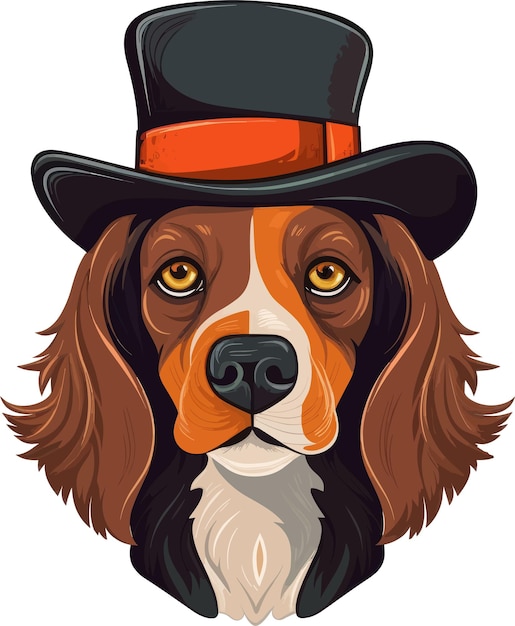 Vector perro con sombrero en un estilo de dibujos animados de arte