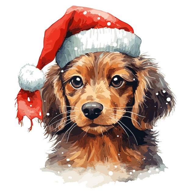 Perro con sombrero de navidad ilustración concepto de naturaleza animal