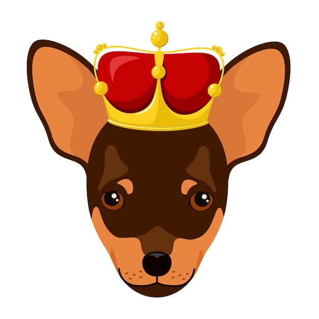 Vector perro terrier de juguete con una corona en la cabeza diseño de dibujos animados