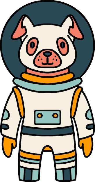 Un perro en un traje espacial está de pie