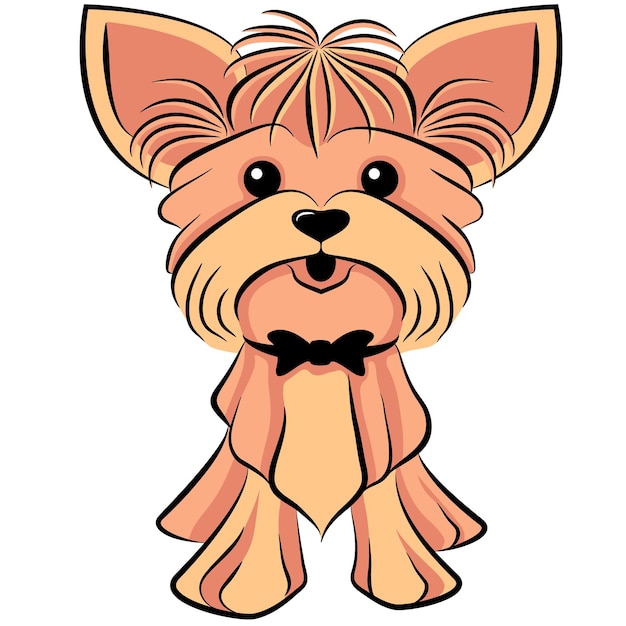 Vector perro vectorial en estilo plano de raza yorkshire terrier