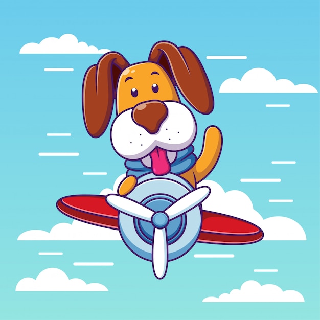 un perro volador que viajaba en un avión en las nubes