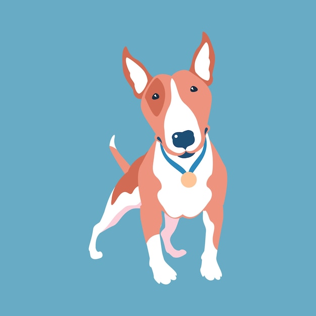 Vector perro, zorro, bull terrier, icono, plano, diseño