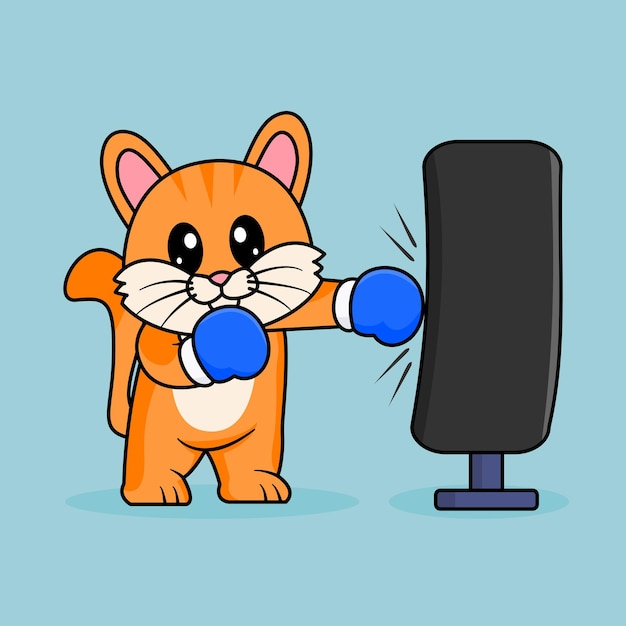 PerroDivertidos dibujos animados Gatos Lindo gato naranja Diseño vectorial Deporte Boxing Day