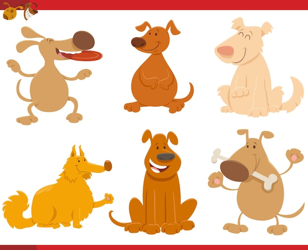 perros y cachorros de dibujos animados cómicos
