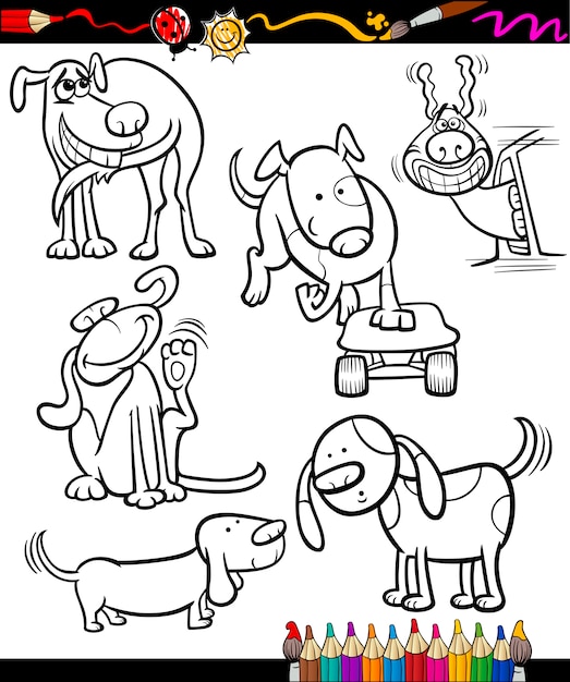perros de dibujos animados para colorear libro