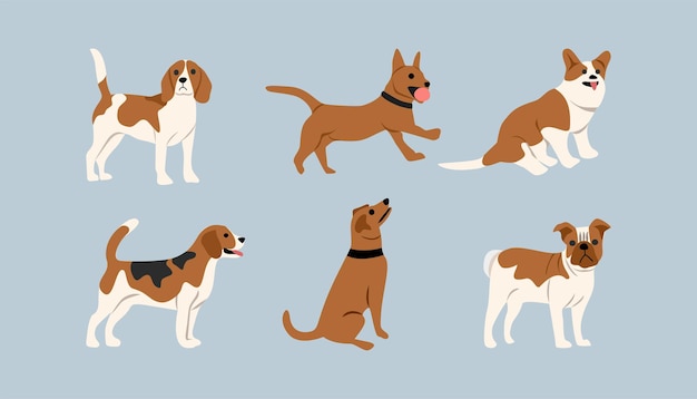 Perros de dibujos animados lindos