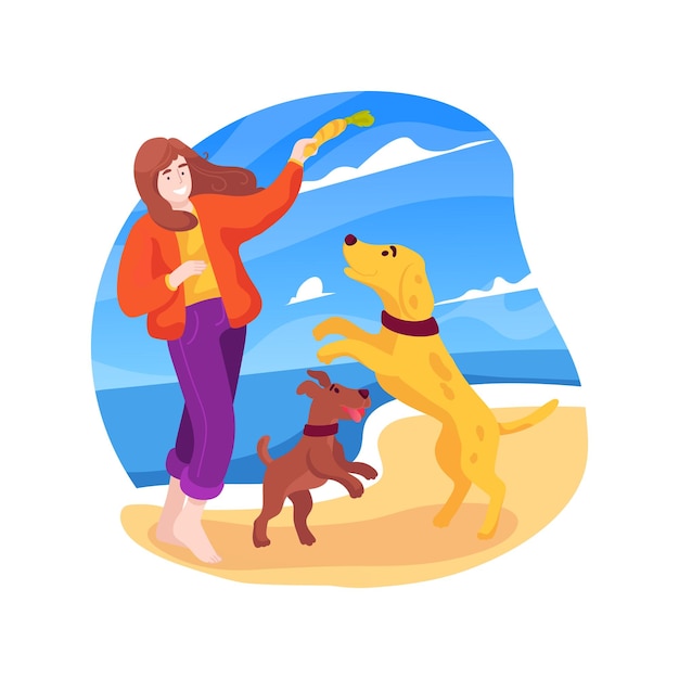 Perros felices aislados ilustración vectorial de dibujos animados