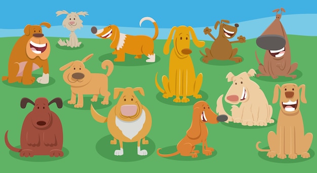 Vector perros graciosos dibujos animados animales grupo