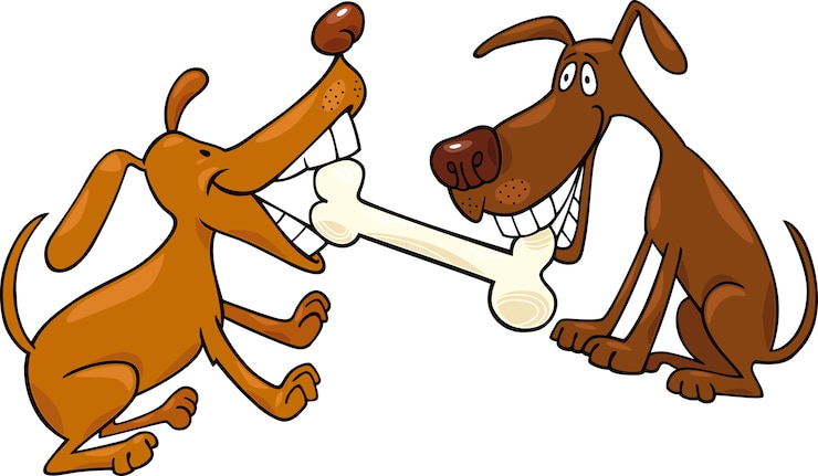 Vector perros jugando con hueso