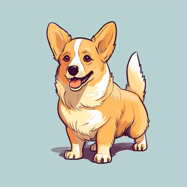 Perros kawaii feliz perro shiba inu en japón ilustración vectorial de dibujos animados