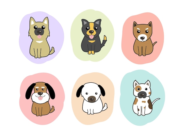 Vector perros lindo conjunto de vectores