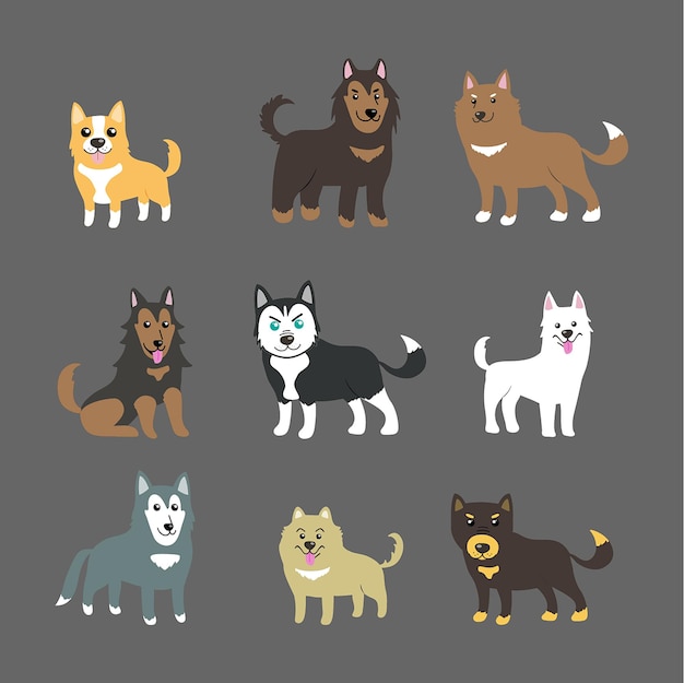 Vector perros lindo vector set mascotas