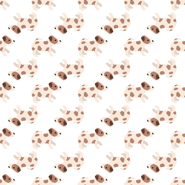 Perros lindos Jack Russell Terrier Animales de la vagina Patrón sin costuras dibujado a mano por el vector