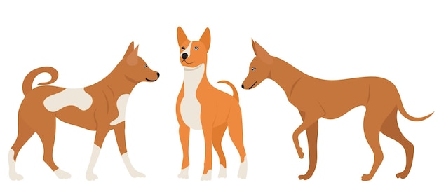 Perros en vector aislado de diseño plano