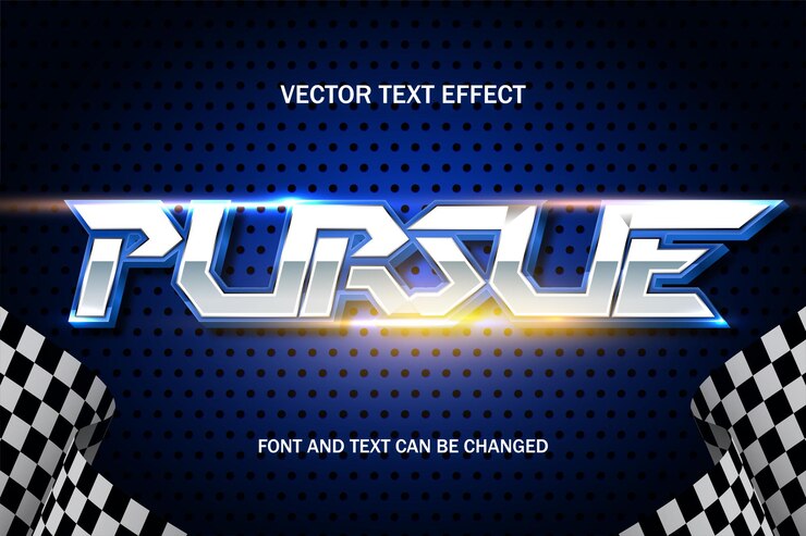 Vector persiga la tipografía de la fuente de carreras azul letras banner de plantilla de estilo de fuente de efecto de texto editable 3d