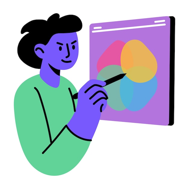 A person using blend tool flat style illustration