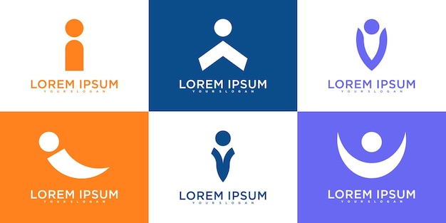 Persona abstracta de diseño elegante concepto de logotipo relacionado con las personas y la salud Vector Premium