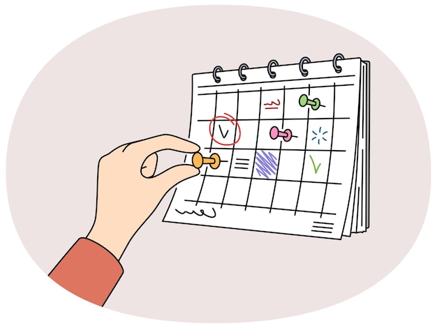 Persona adjuntar pin en el calendario del mes