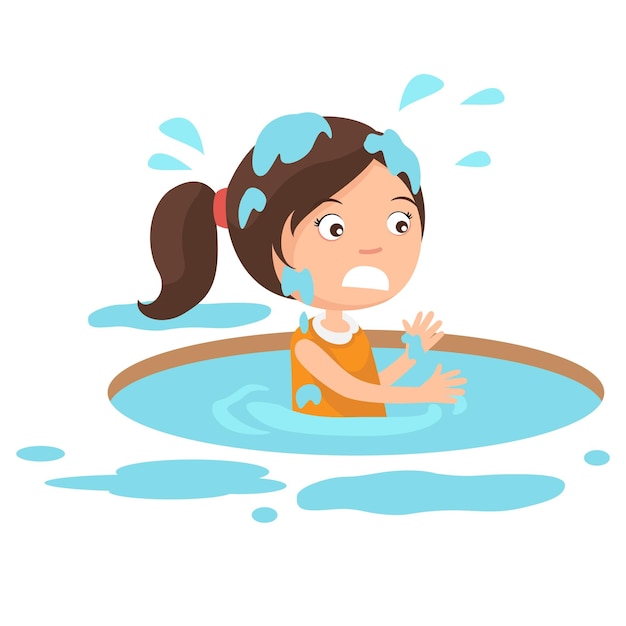 persona ahogándose en el agua vigilar su paso vector de ilustración