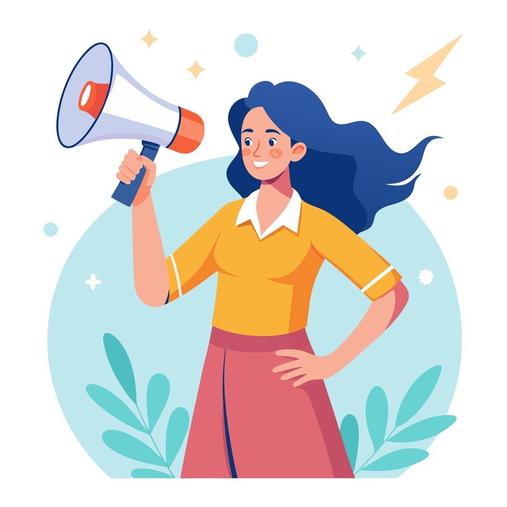 una persona anunciando con una ilustración vectorial de megáfono
