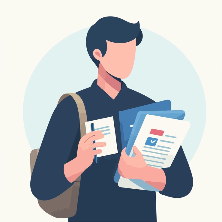 Vector persona con bloc de notas estilo de diseño plano simple y minimalista