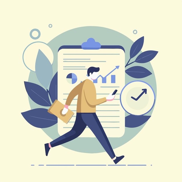 persona con bloc de notas estilo de diseño plano simple y minimalista