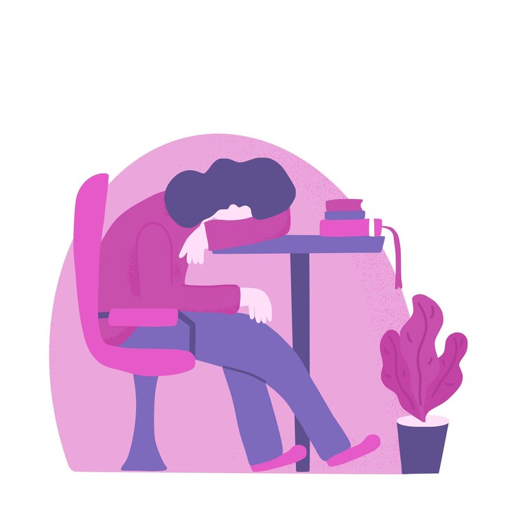 Persona cansada sentada y durmiendo Diseño vectorial