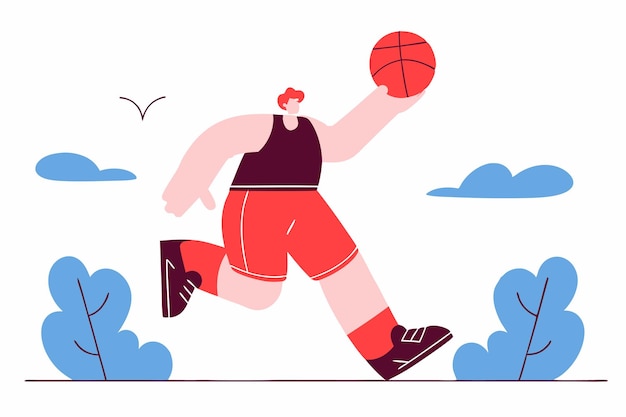 Persona dibujada a mano haciendo deporte Ilustración vectorial sobre fondo blanco