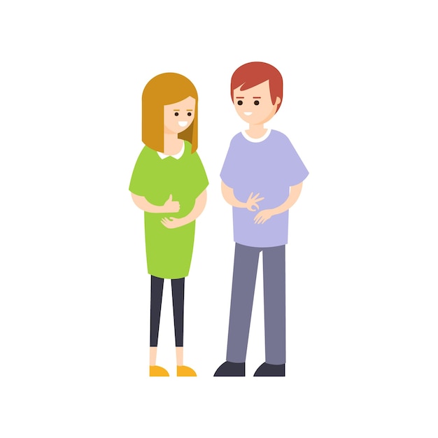 Persona con discapacidad física que vive una vida feliz y plena con ilustración de discapacidad con una pareja muda sonriente que habla lenguaje de señas