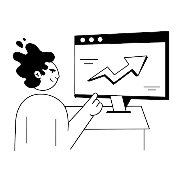 una persona está usando una computadora con un gráfico en la pantalla