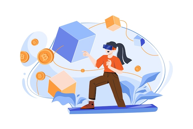 Una persona con experiencia en el mundo virtual del metaverso a través de un teléfono inteligente