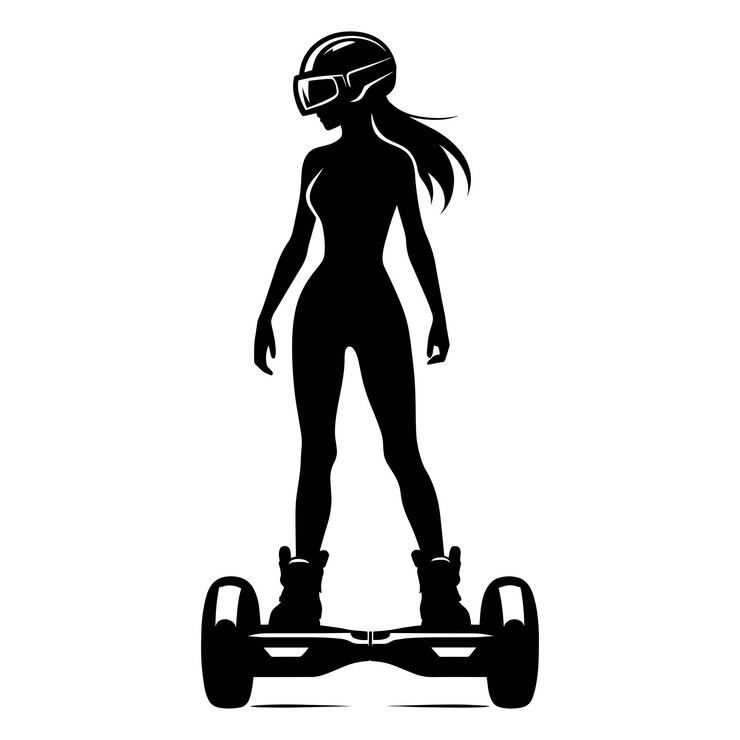 Vector una persona hoverboarding ilustración vectorial de silueta aislada en un fondo blanco