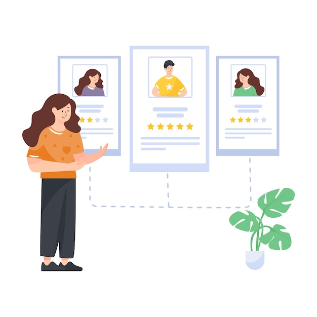 Una persona en una ilustración de diseño plano de oficina