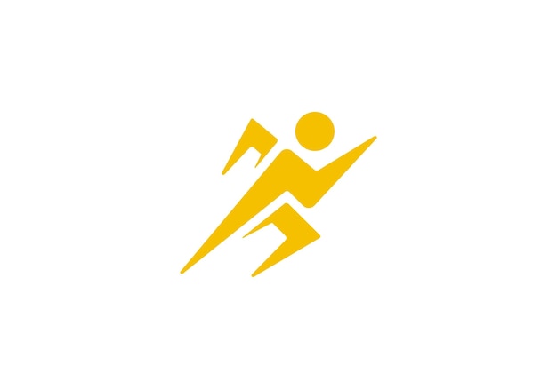 Persona con el logotipo de relámpago velocidad energía diseño de icono de símbolo deportivo