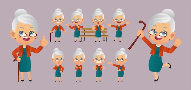 Persona mayor con diferentes poses.