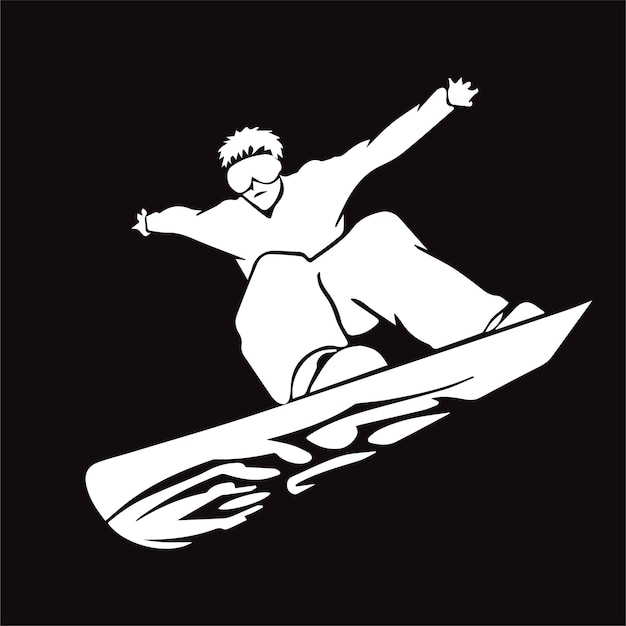 Vector persona montando ilustración de snowboard, snowboarding silhouette skiing, deporte