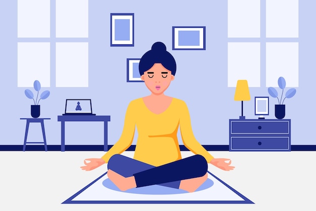 Persona plana orgánica meditando en posición de loto