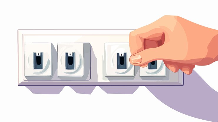 Vector una persona poniendo el interruptor en sus teléfonos