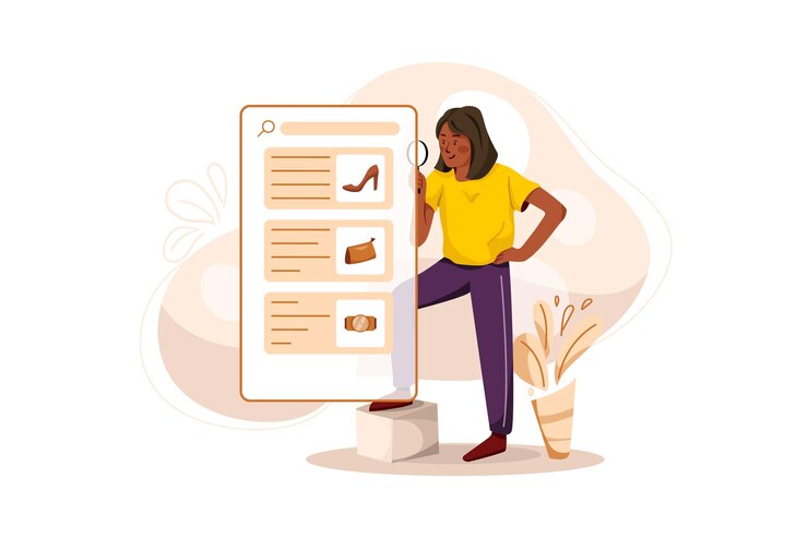 Vector persona que busca con la lupa