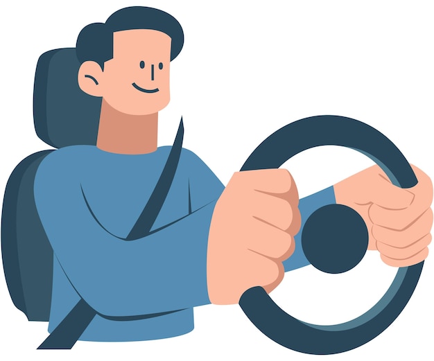 Persona que conduce un automóvil con las manos en el volante con el cinturón de seguridad
