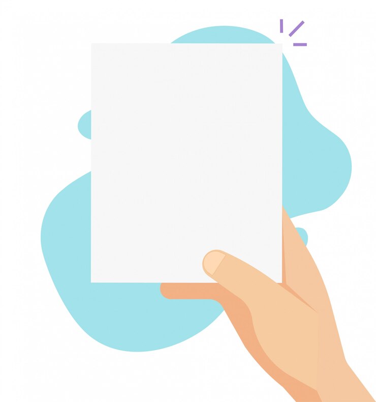 Vector persona que sostiene la hoja de papel en blanco vector de plantilla de espacio de copia vacía